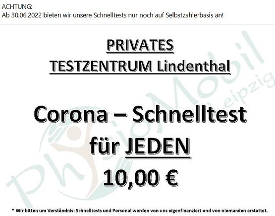 Corona Schnelltest 10€ - PhysioMobil-Leipzig
